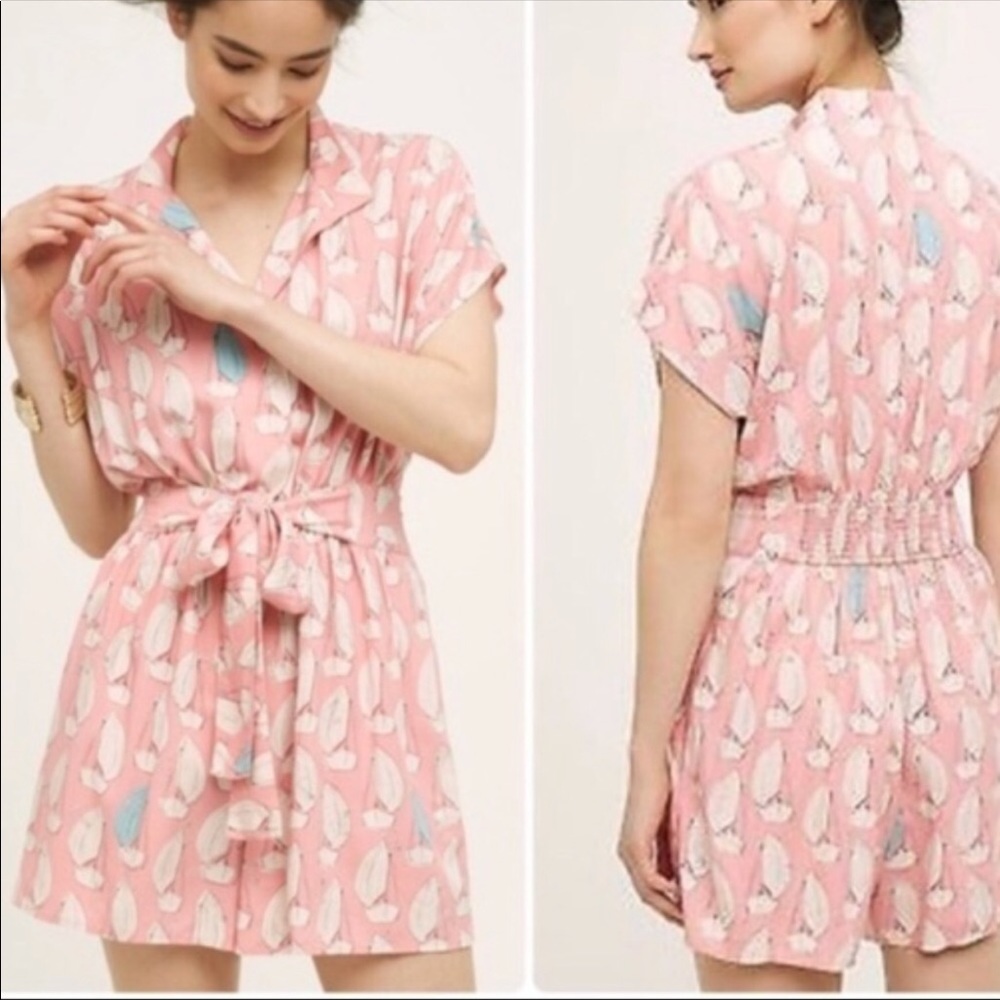 Anthropologie Tourista romper Pink White Size 0